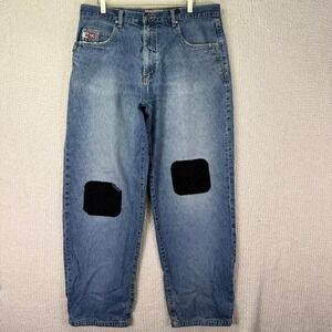 96 North Y2K Distressed Skater Blue Patched Baggy Fit Grunge Size‎ 38